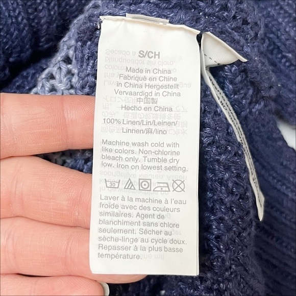 J. Crew 100% Linen Dip Dyed Beach Sweater Small blue ombré tie dye open knit - Picture 10 of 11